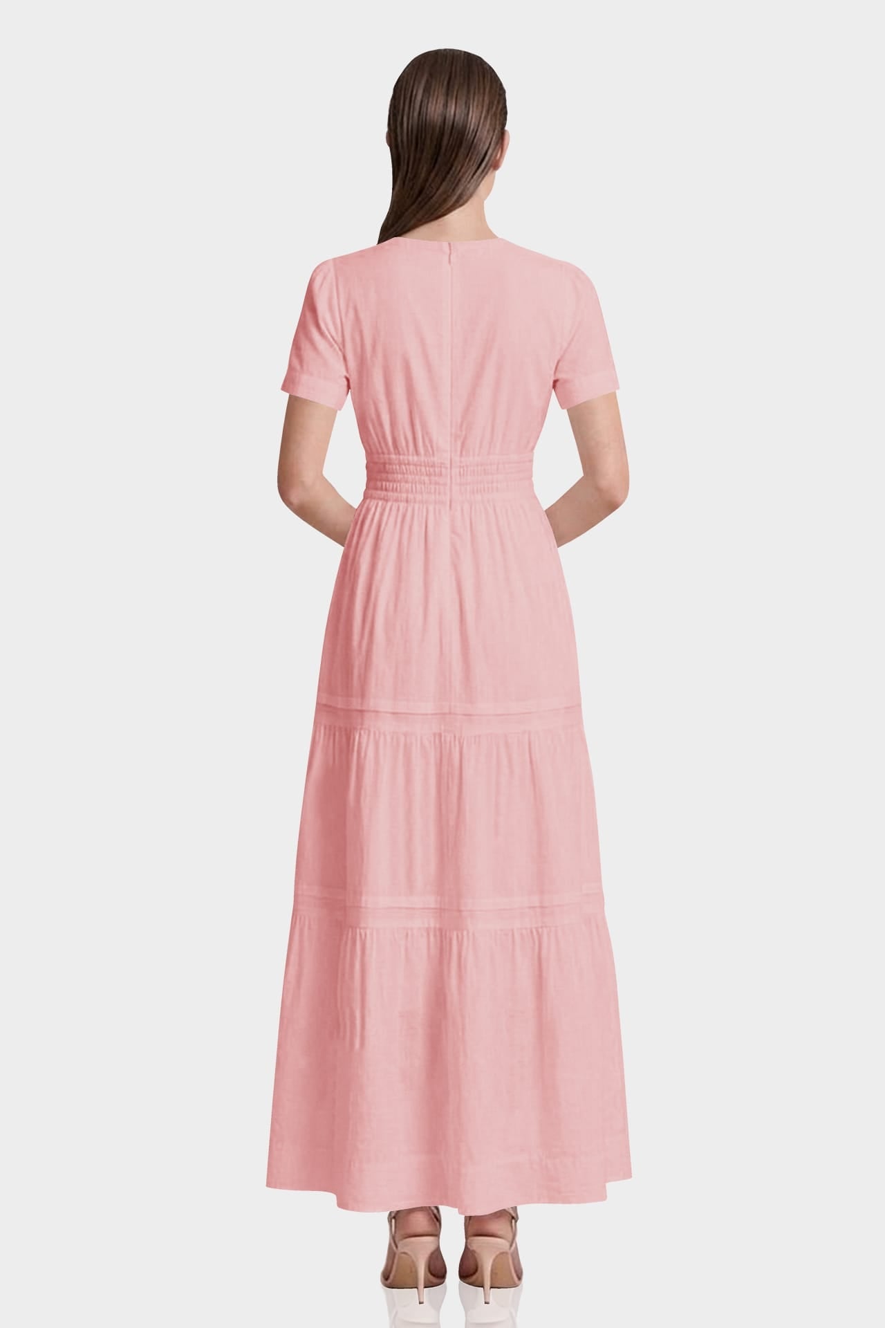 Blush Pink 3D Floral Cotton Maxi Dress for Women – Luxury Wedding Guest Dress