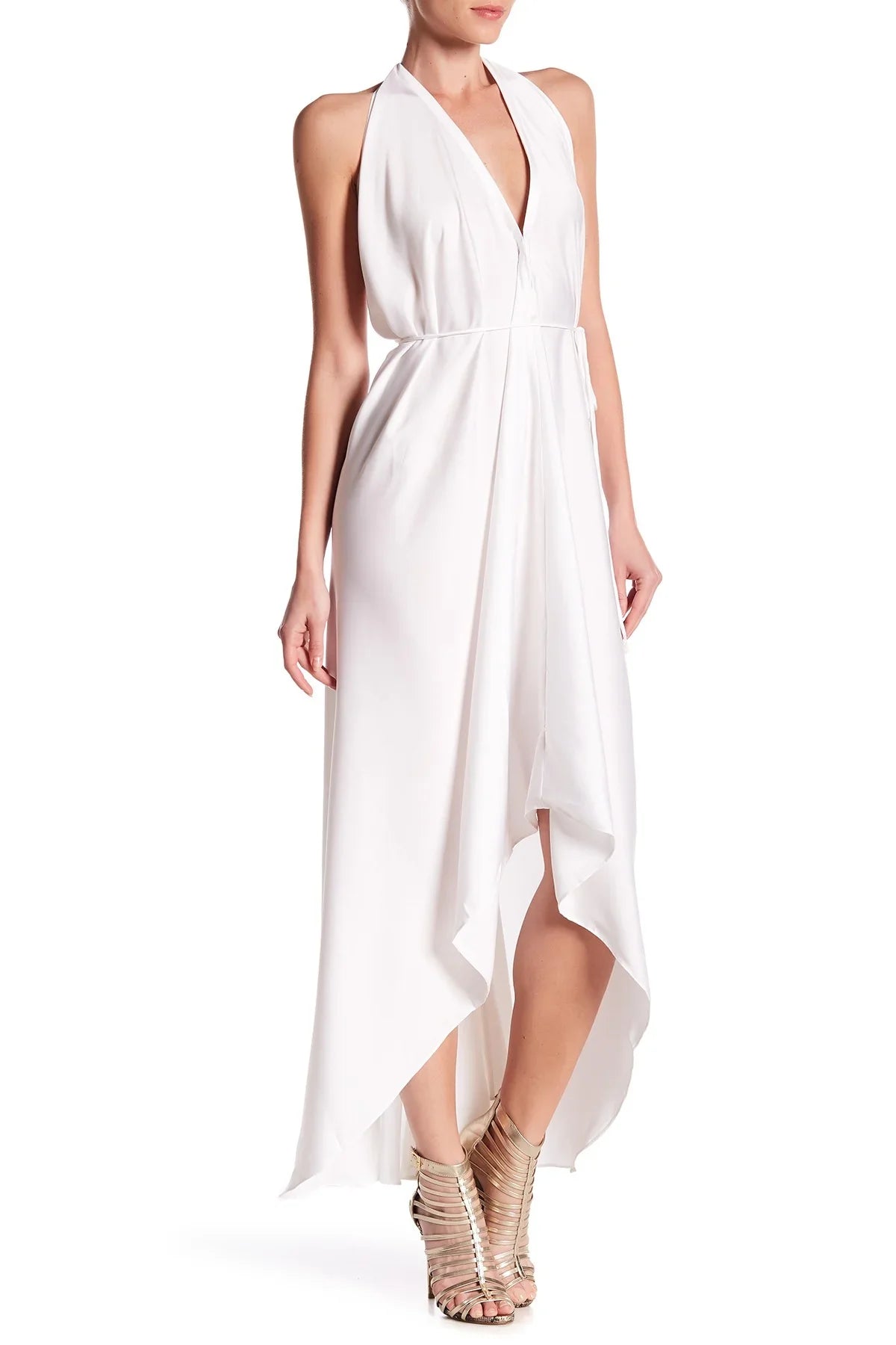 Convertible White Halter Wedding Dress