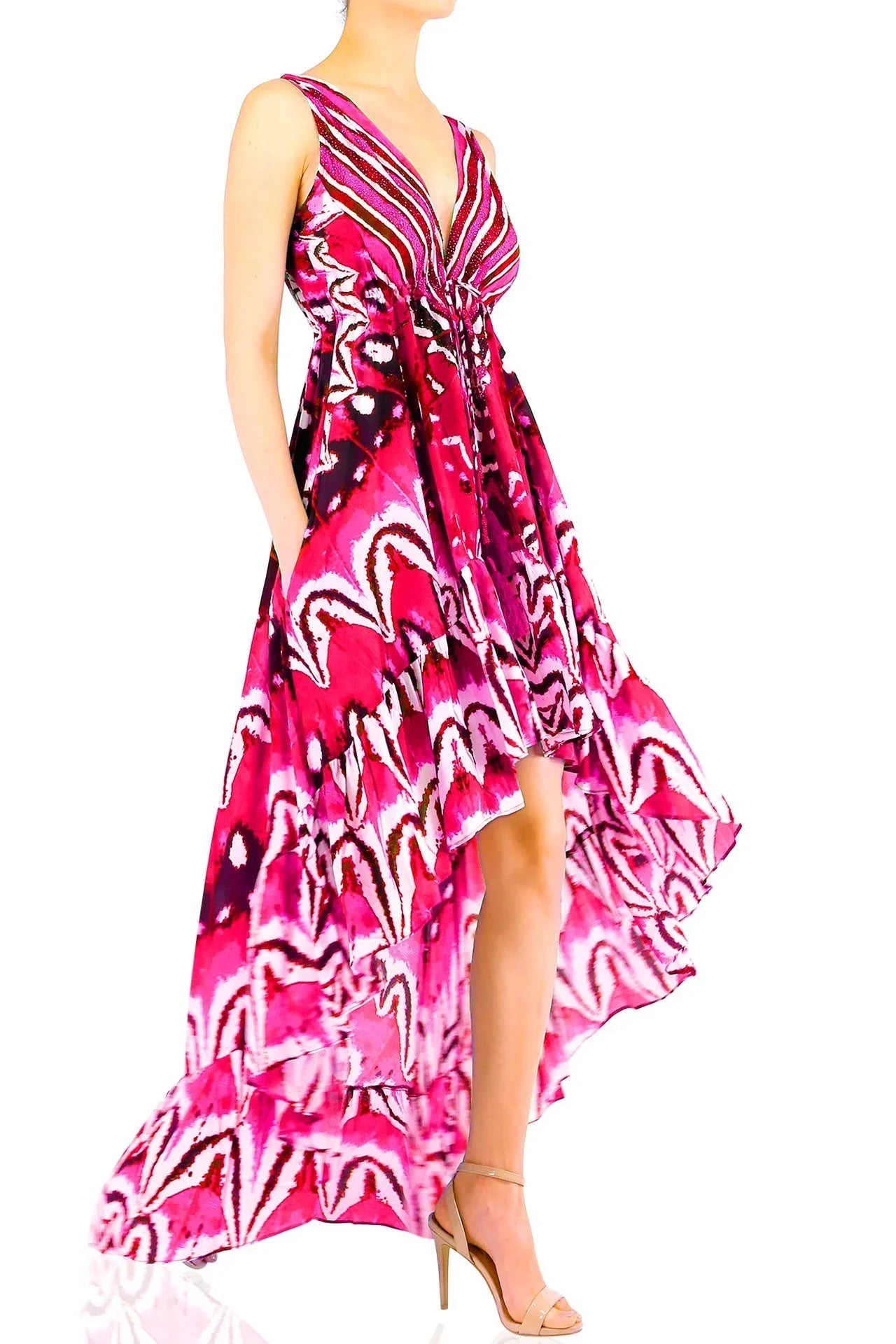 Annabella Butterfly-Print  Ruflle Maxi Dress