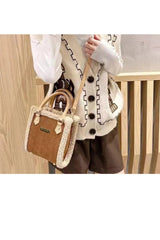 Brown Mini Fluffy Edge Handbag