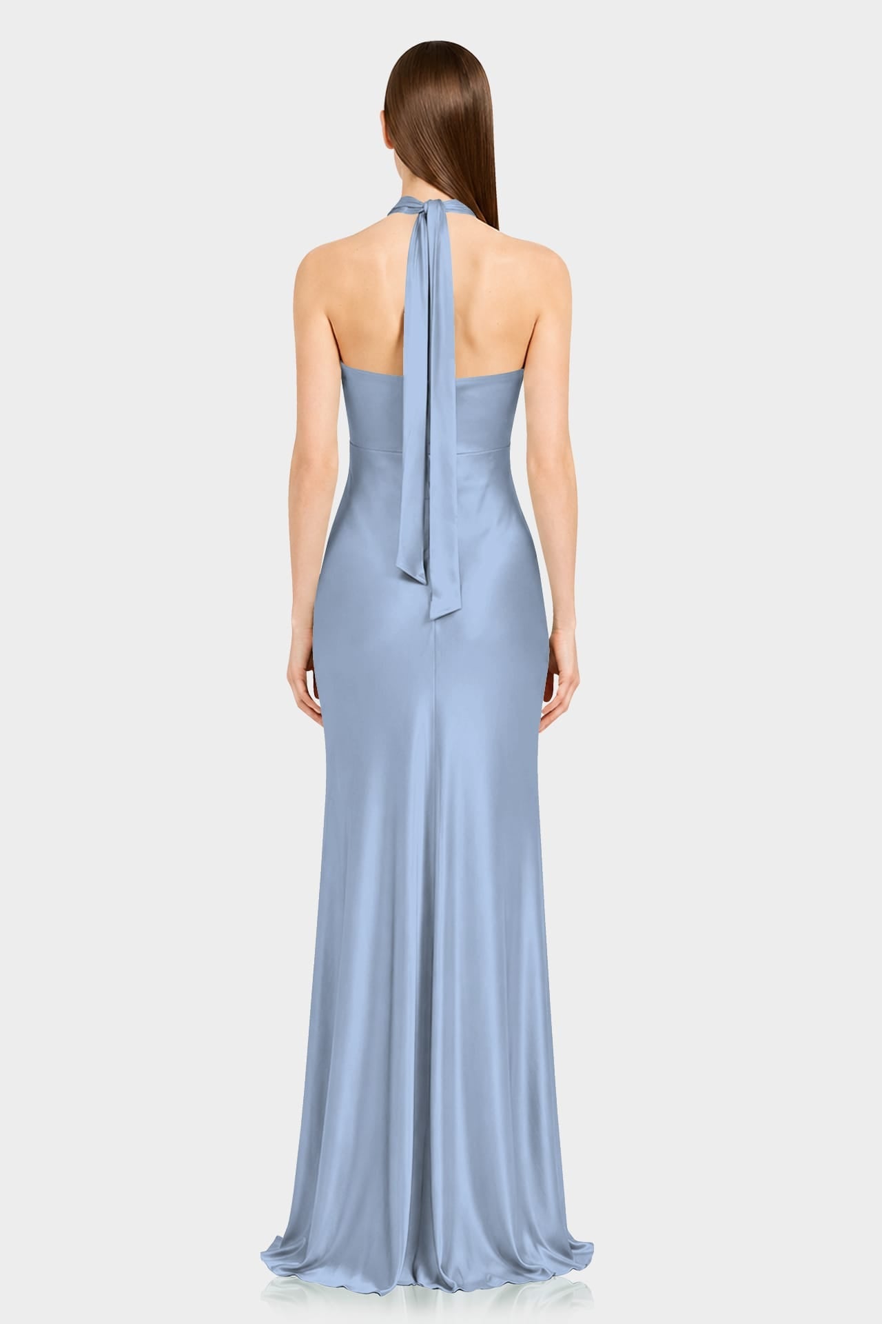 Hydrangea Print Ruched Halter Maxi Dress
