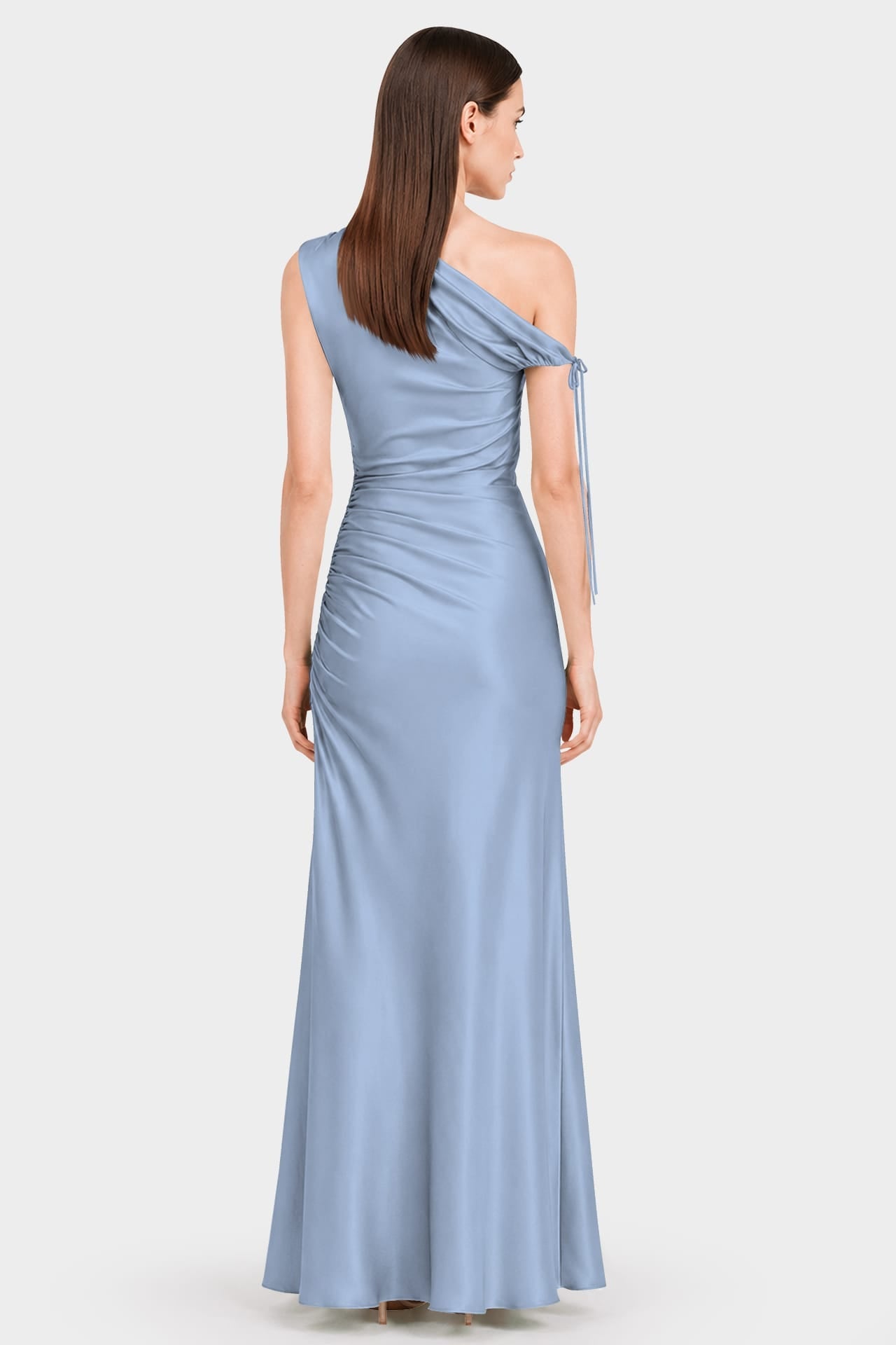 Sky Blue Floral One Shoulder Maxi Dress
