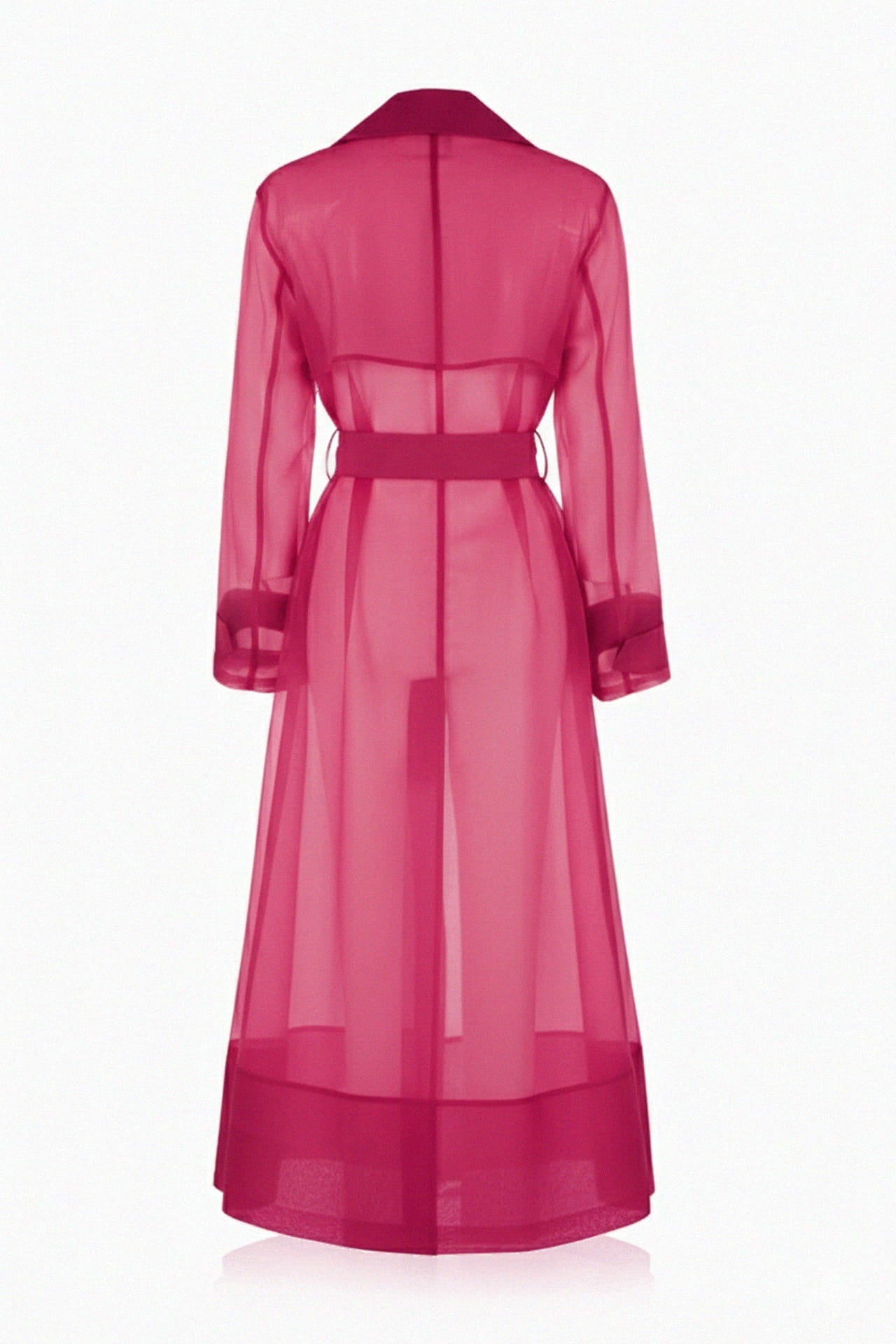 Blush Pink Sheer Silk Organza Trench Coat – Minimalist Wedding Guest & Summer Layer