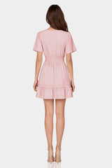 Blush Pink Smocked Waist Mini Dress for Women – Casual Day Dress