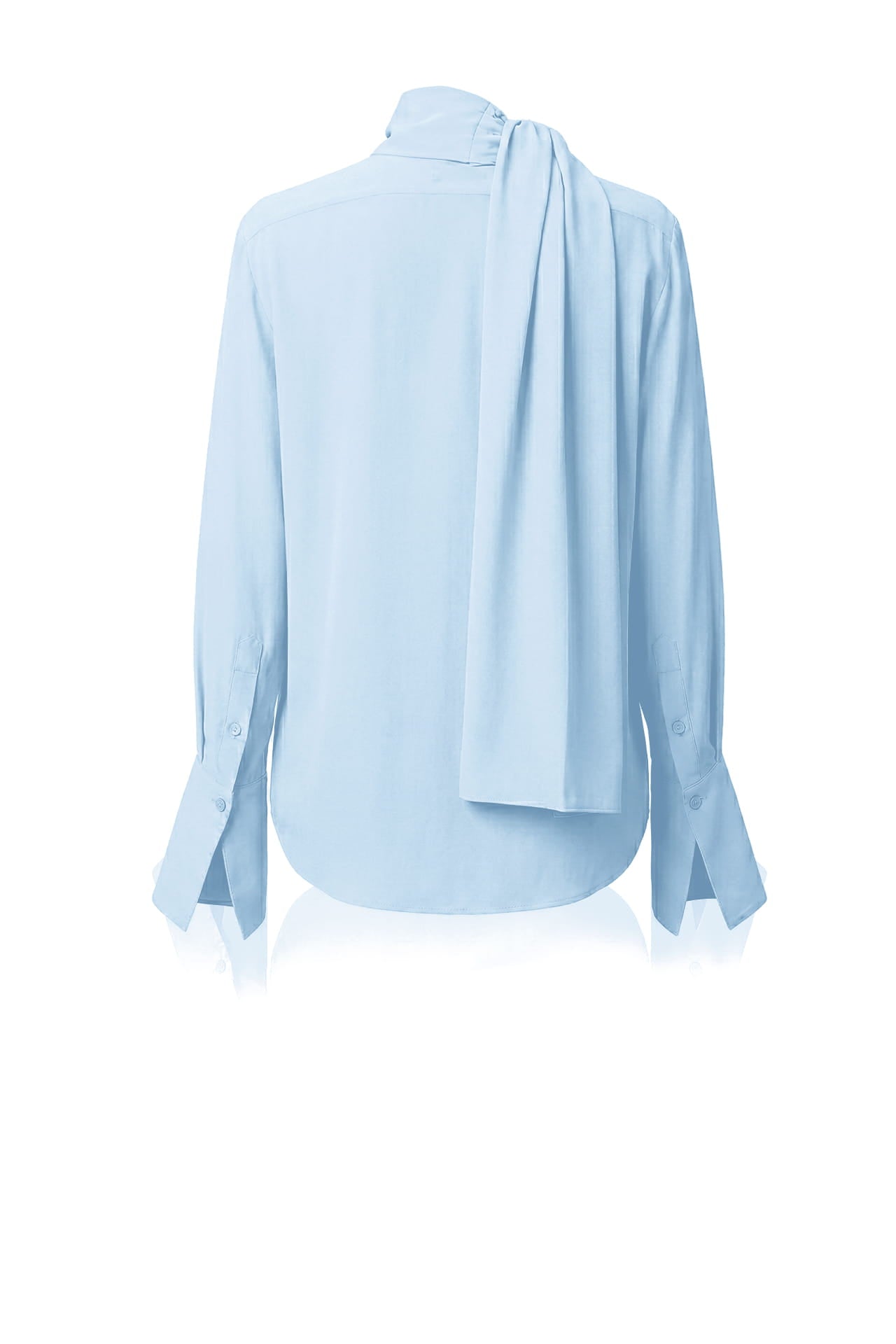 Powder Blue Scarf Tie Neck Blouse