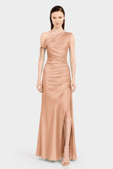 Bronze Sheath Column Stretch Satin Formal Dress