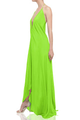 Designer Green Maxi Handkerchief Dress