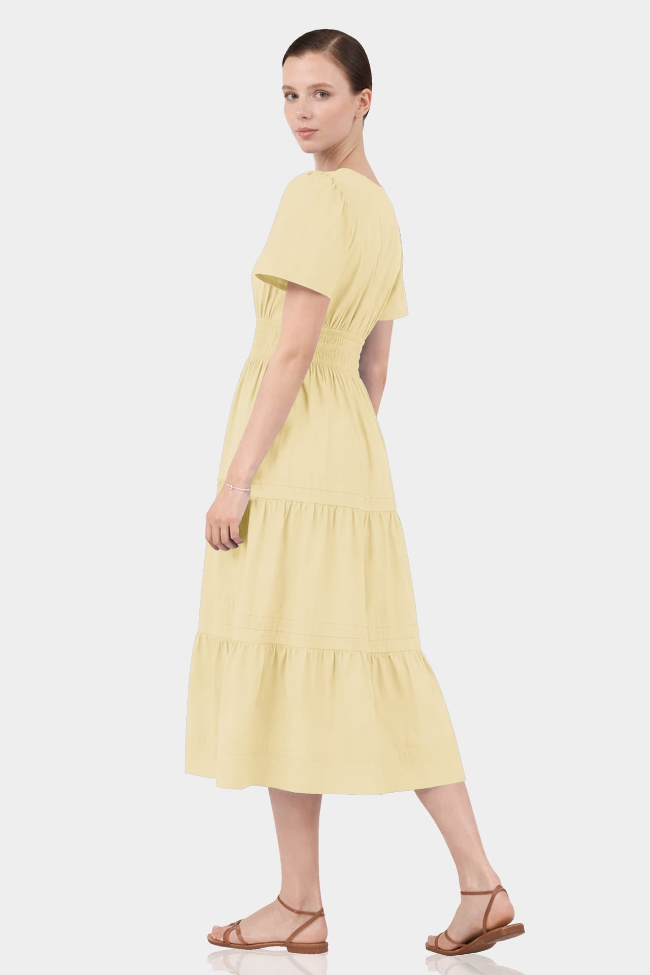 Champagne Cotton Workwear Dress for Women – Cotton Midi Dress