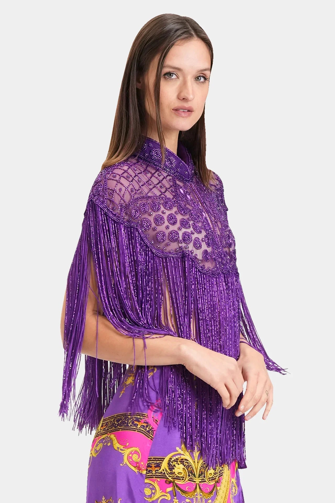 Crochet Short Jacket in Purple