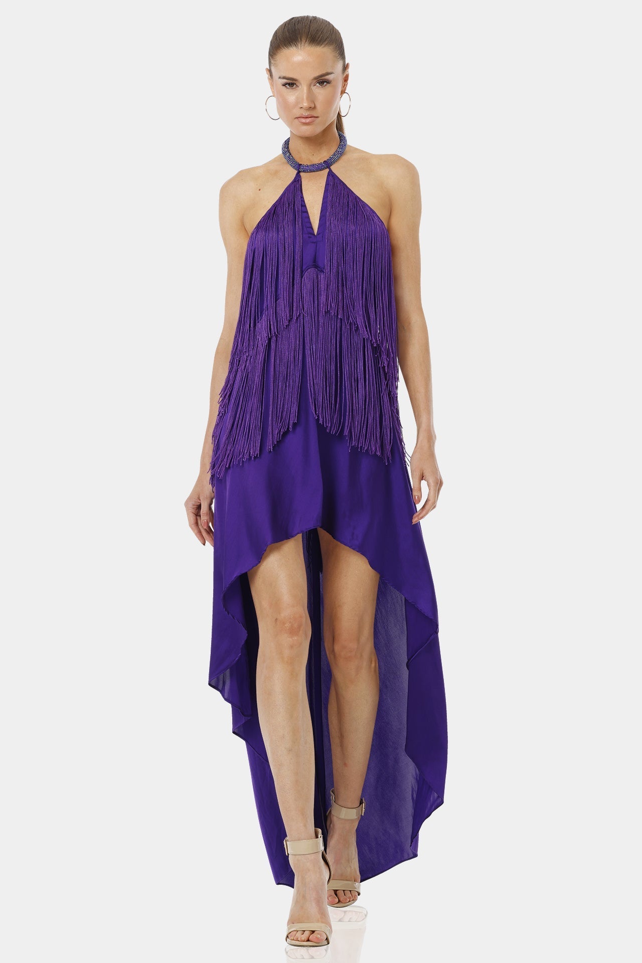 Carmina Purple Dress With Dancing Fringes