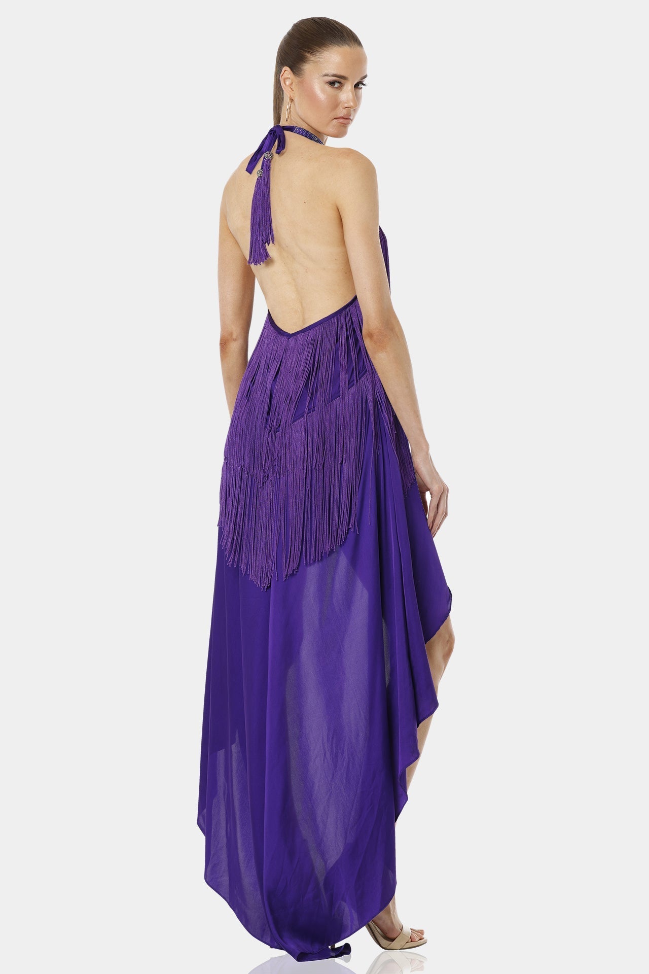 Carmina Purple Dress With Dancing Fringes