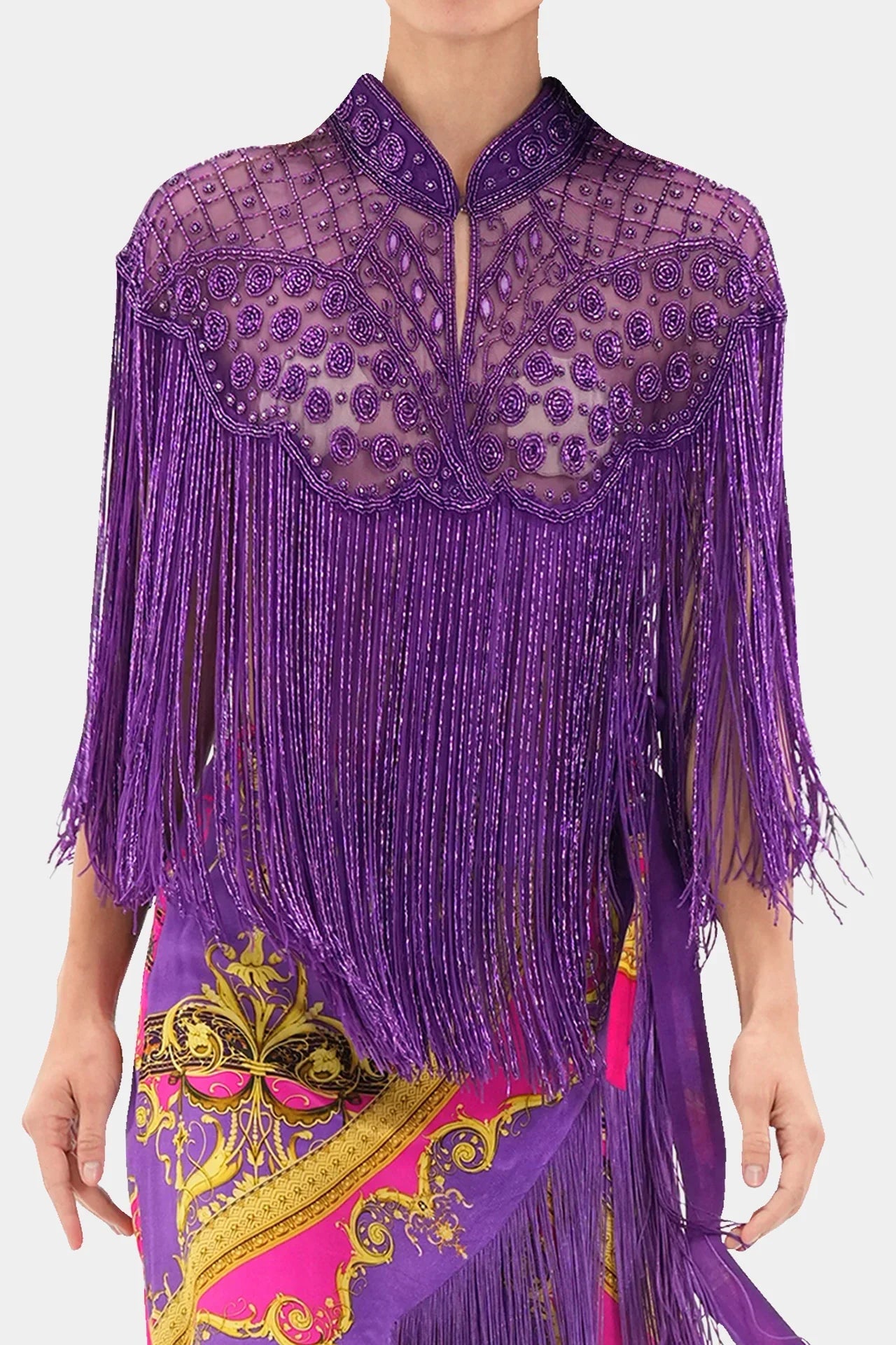 Crochet Short Jacket in Purple