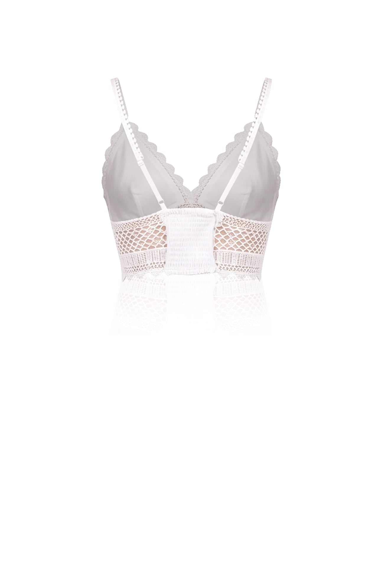White and Blue Floral Cotton Bralette with Guipure Lace