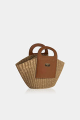 Brown Designer Woven Handle Bag