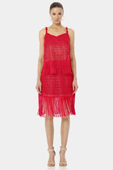 Chili Red See Through Top With Dancing Fringe
