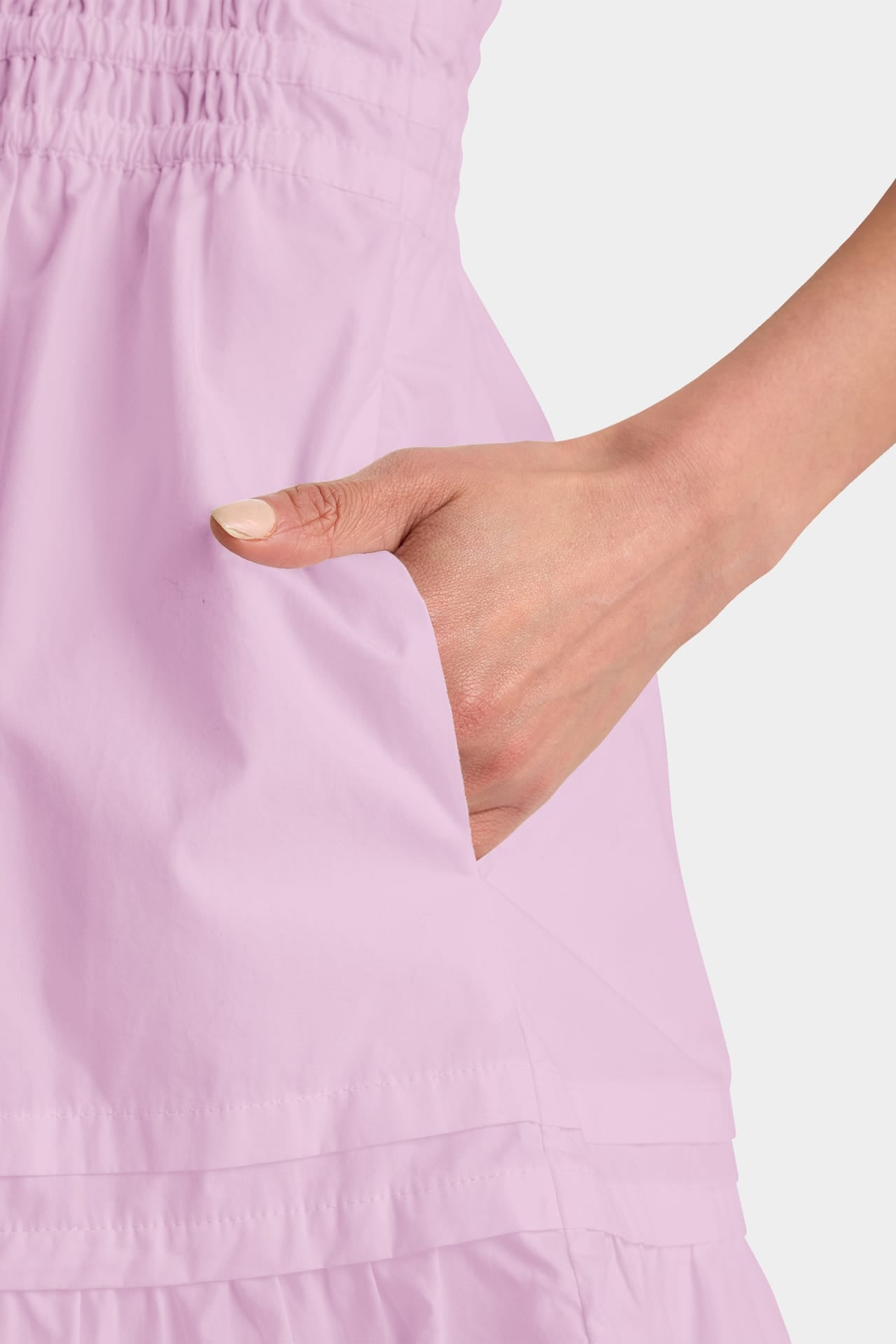 Candy Pink Smocked Waist Cotton Poplin Sleeveless Mini Dress for Women – Vacation-Ready Dress