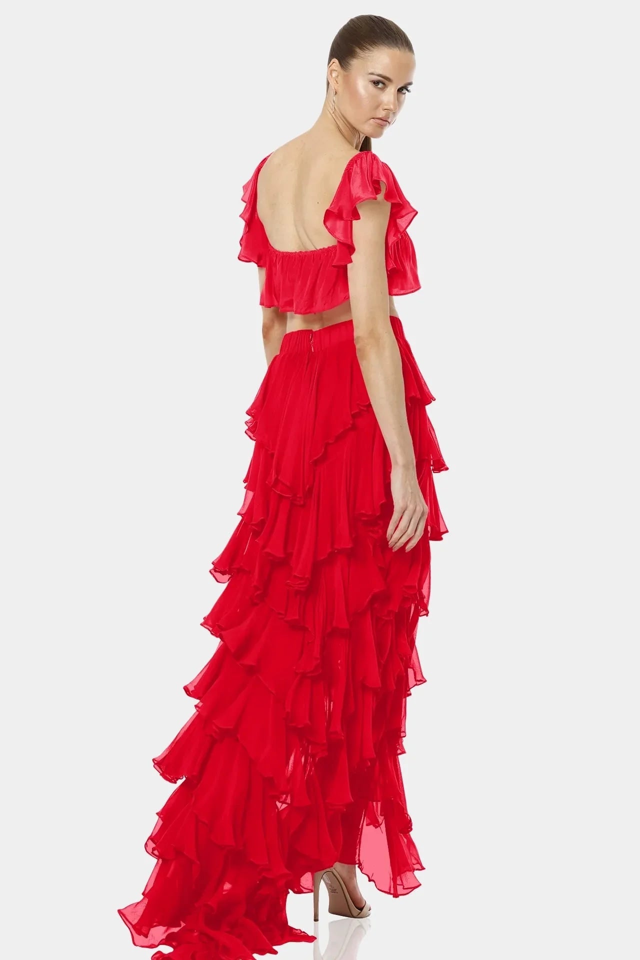 Almyra Flaming Red Ruffle Top