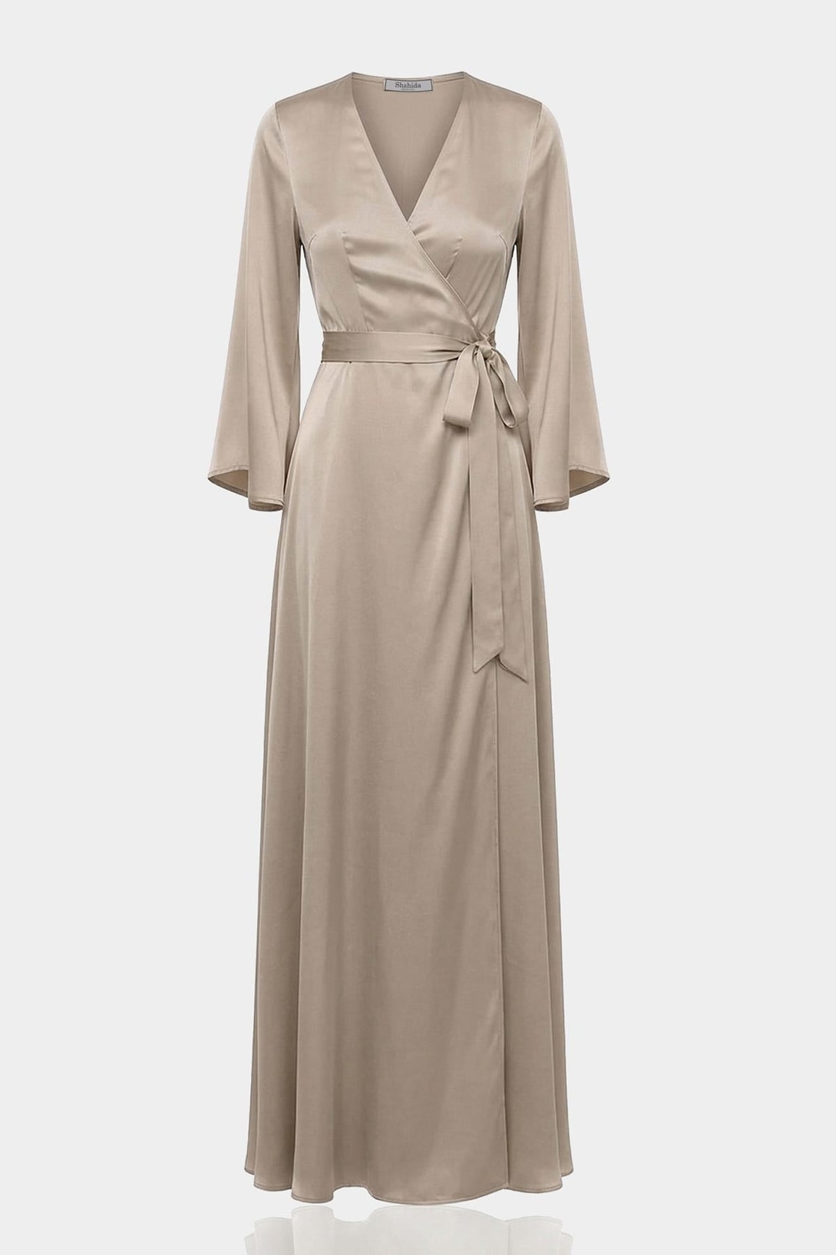 Champagne Taupe Wrap Maxi Dress – Best Flattering Wrap Dress for All Body Types Summer