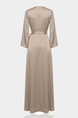 Champagne Taupe Wrap Maxi Dress – Best Flattering Wrap Dress for All Body Types Summer