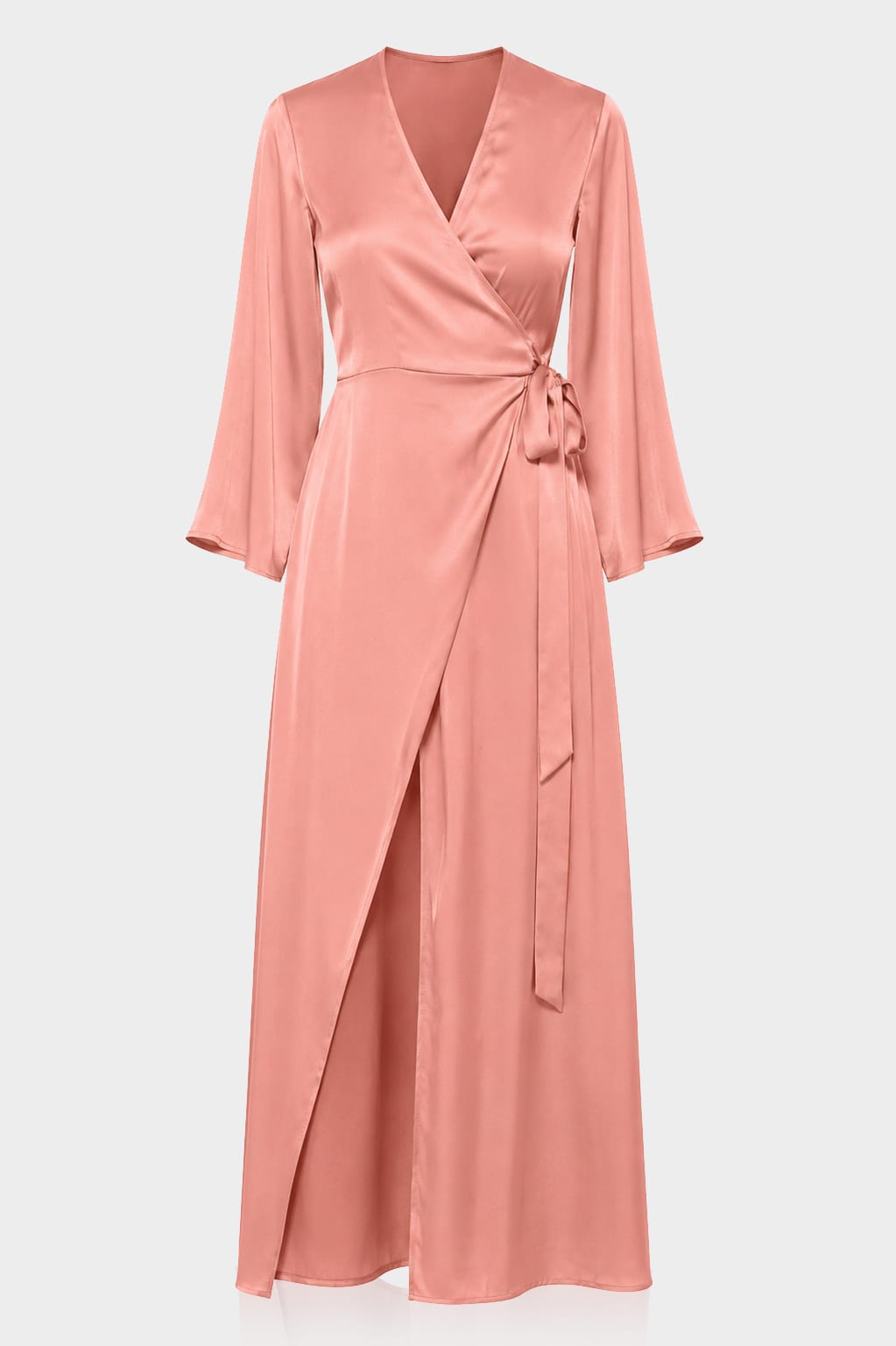 Coral Sunset Summer Wrap Maxi Dress