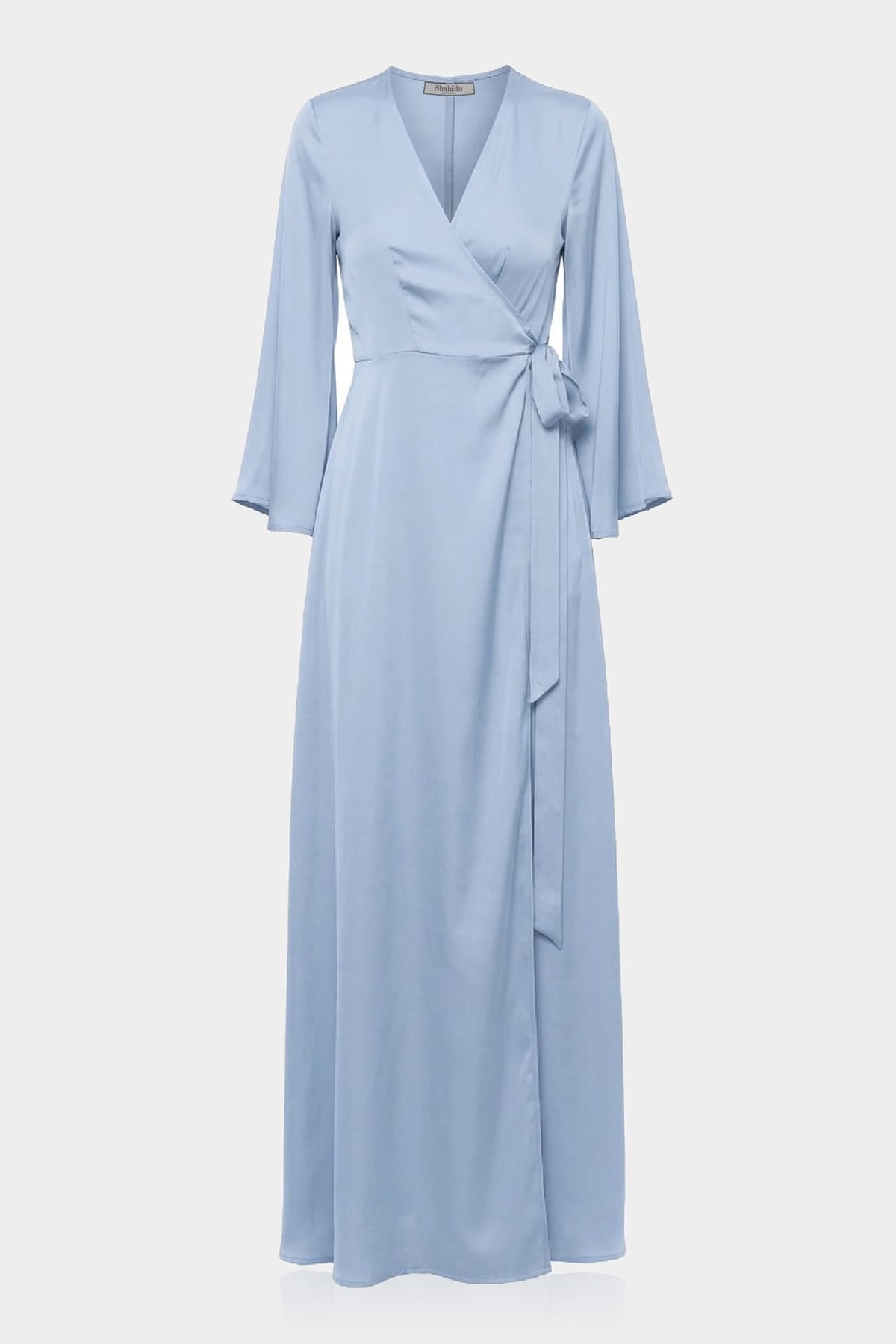 Powder Blue Long Sleeve Floor Length Bridesmaid Dress