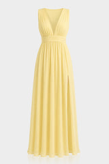 Butter Yellow Heaven Lightweight Chiffon Maxi Dress by Shahsi