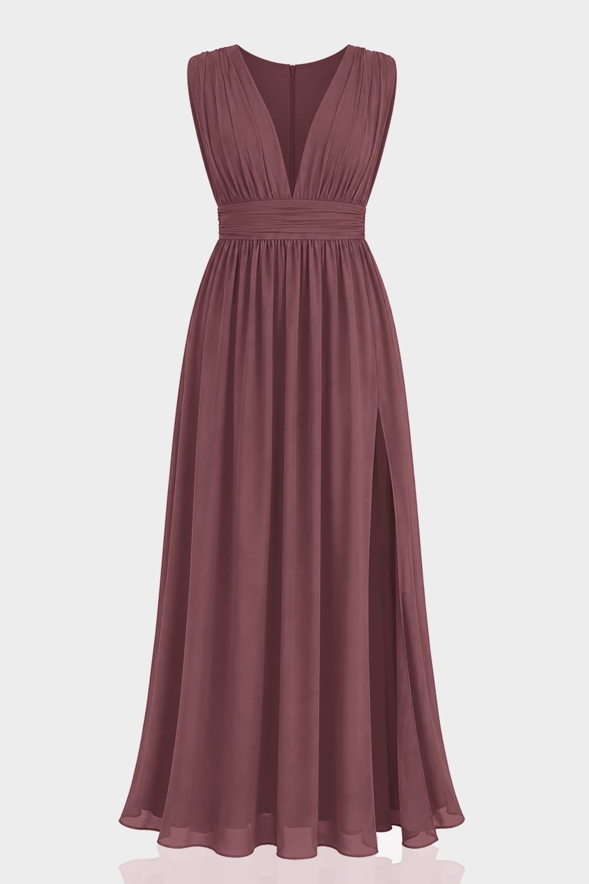 Cabernet Heaven V-Neck Bridesmaid Dress – Deep Elegant Maxi Gown