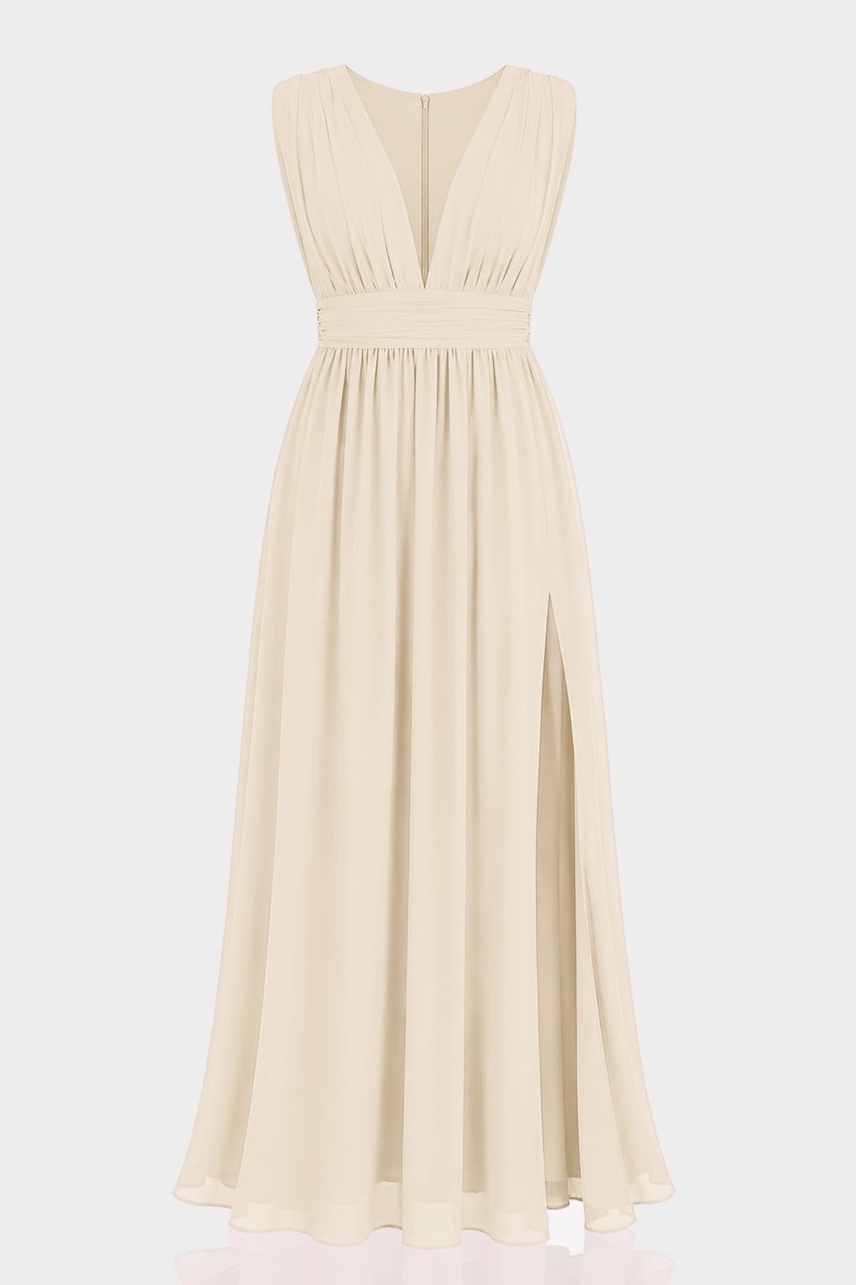 Champagne Heaven A-Line Wedding Guest Dress with V Neck by Shahsi