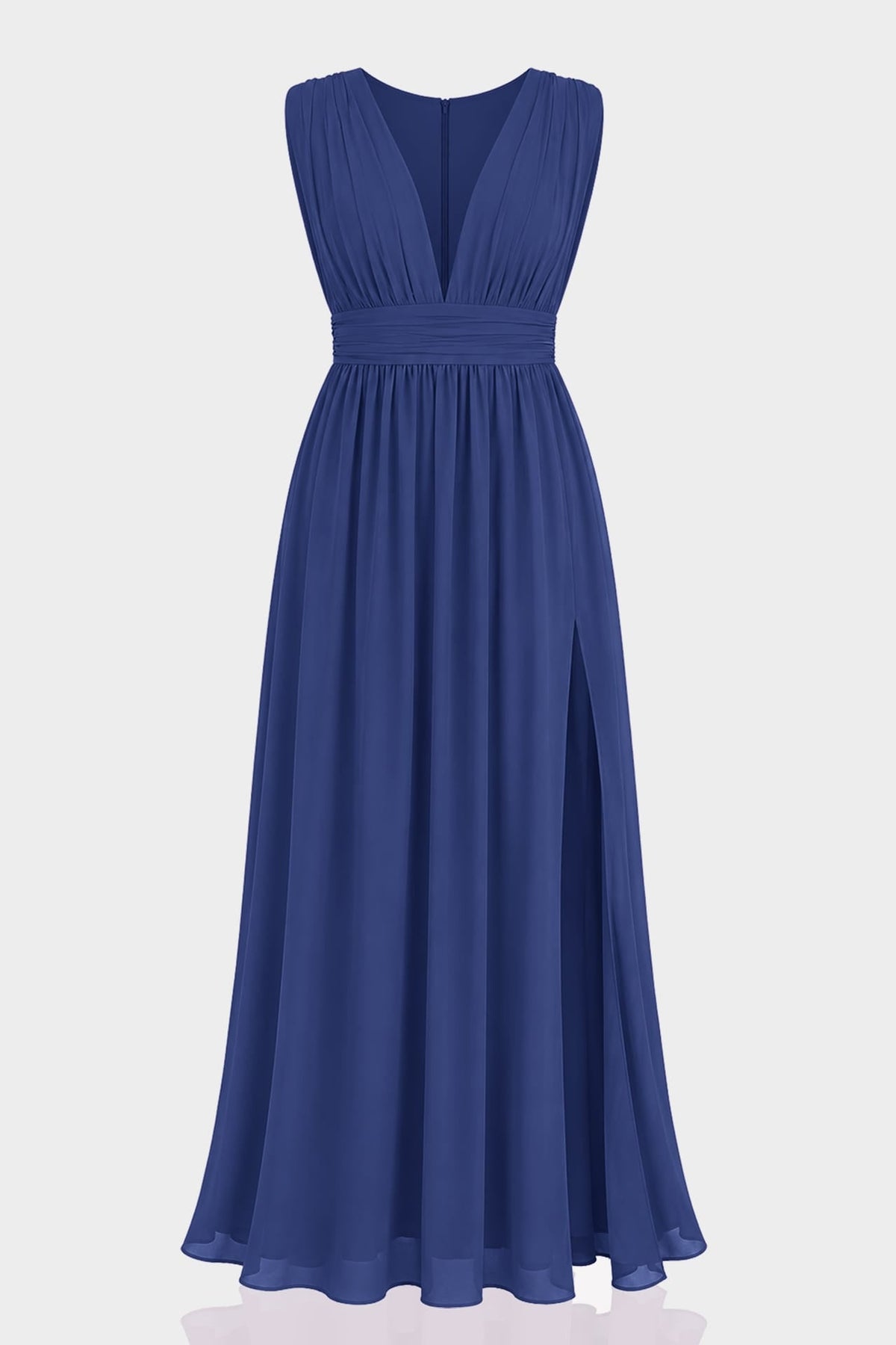 Dark Navy V-Neck Bridesmaid Dress – Elegant Formal Maxi Gown