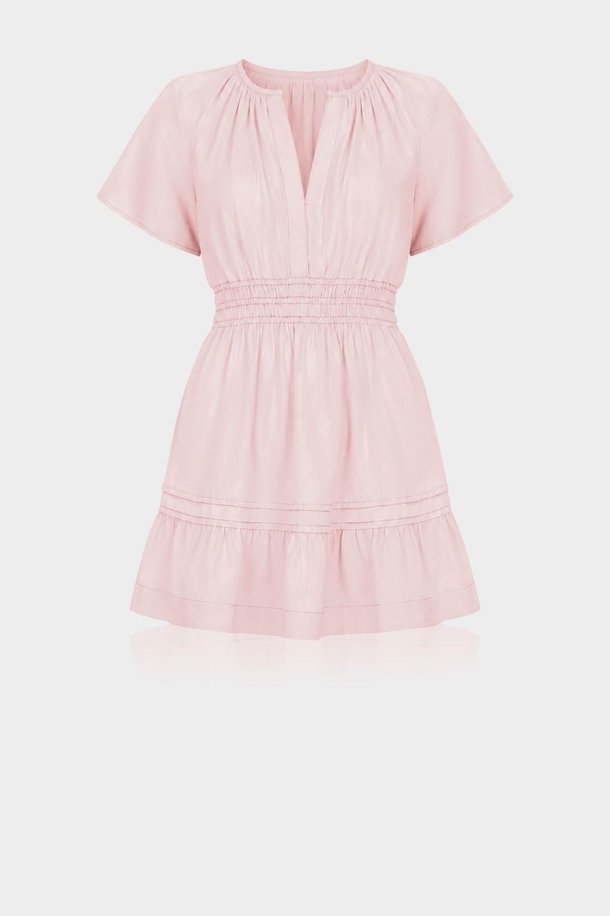 Blush Pink Smocked Waist Mini Dress for Women – Casual Day Dress
