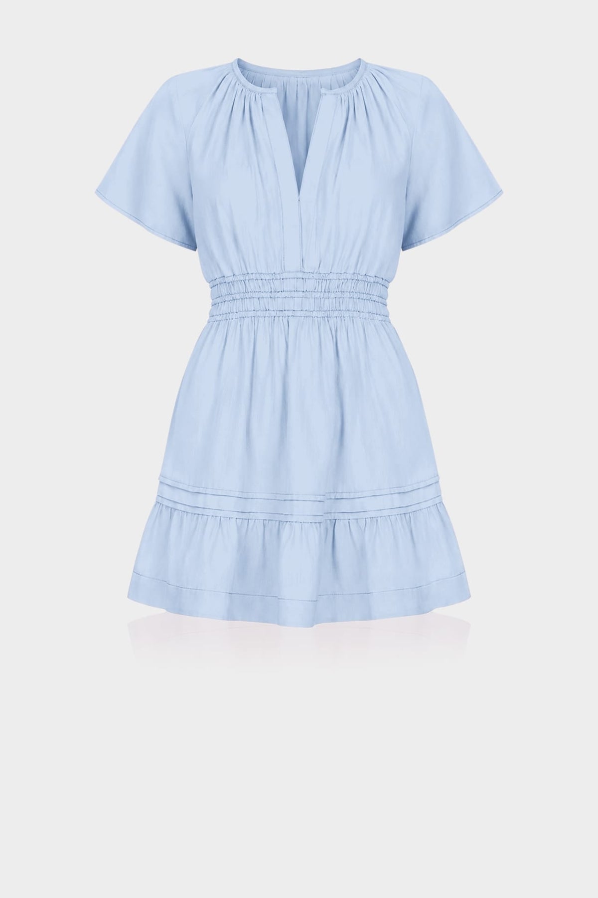 Powder Blue Flutter Sleeve Tiered Mini Dress for Women – Engagement Party Dress