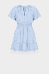 Powder Blue Flutter Sleeve Tiered Mini Dress for Women – Engagement Party Dress