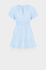 Luxury Sky Blue Lightweight Cotton Dress Perfect for Outdoor Dining