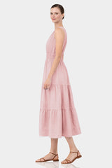 Blush Pink Luxury Sleeveless Cotton Poplin Midi Dress
