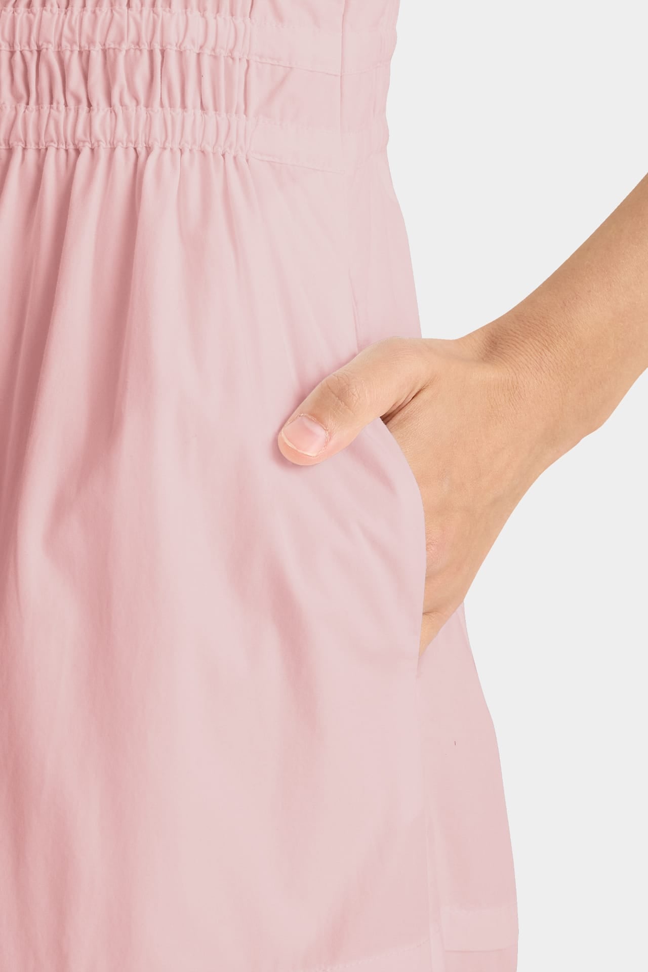 Blush Pink Luxury Sleeveless Cotton Poplin Midi Dress