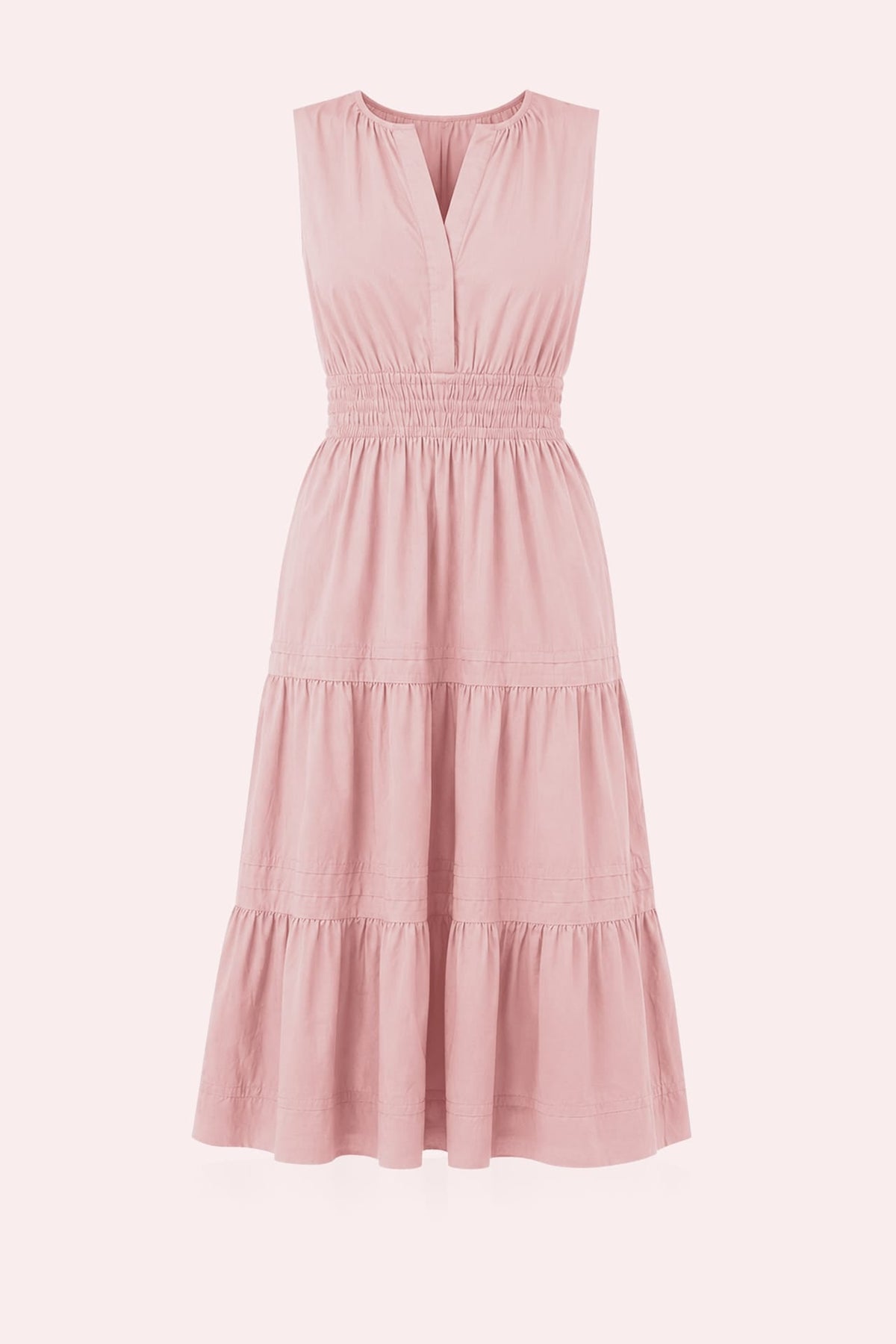 Blush Pink Luxury Sleeveless Cotton Poplin Midi Dress