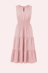 Blush Pink Luxury Sleeveless Cotton Poplin Midi Dress