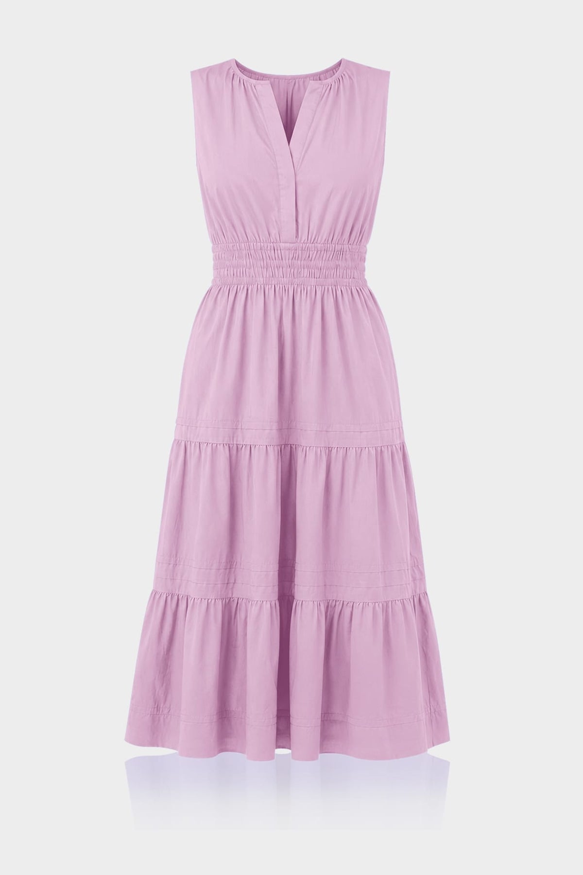 Candy Pink Women's Organic Cotton Midi Dress – Casual Luxury Cotton Dress