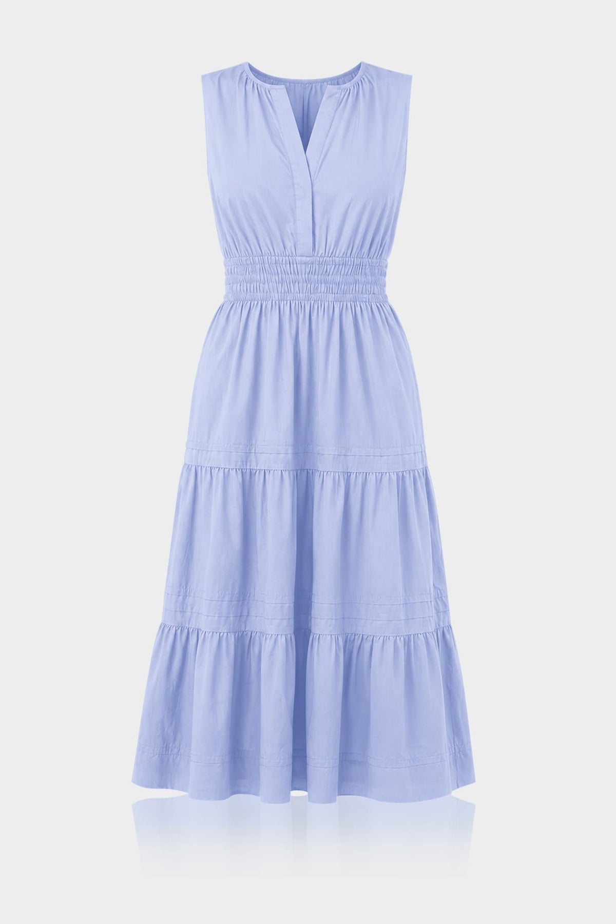 Icy Blue Organic Cotton Midi Dress for Women – Effortless Luxury Day Dress