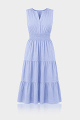Icy Blue Organic Cotton Midi Dress for Women – Effortless Luxury Day Dress