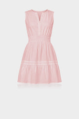 Blush Pink Sleeveless Smocked Waist Cotton Mini Dress – Casual Dress