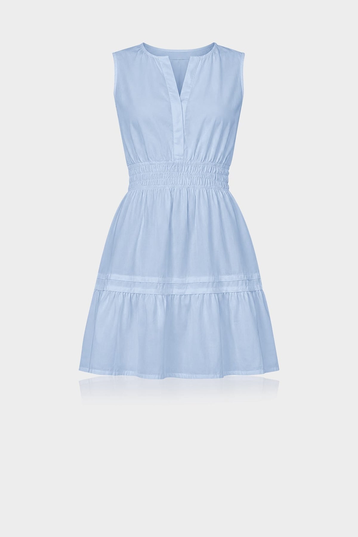 Powder Blue Tiered Cotton Poplin Mini Dress – Sleeveless Mini Dress