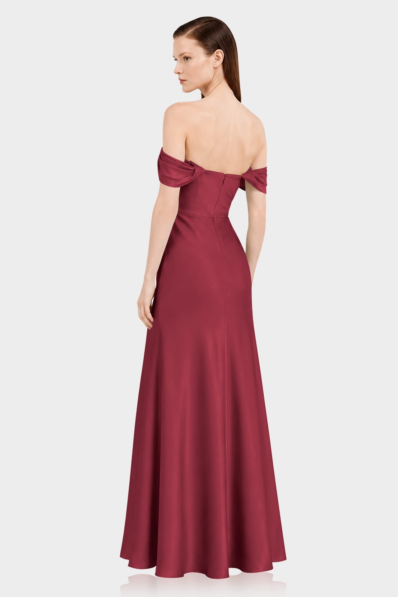 Classic Burgundy Convertible Evening Maxi Dress with Slit for Women – Gala Dress