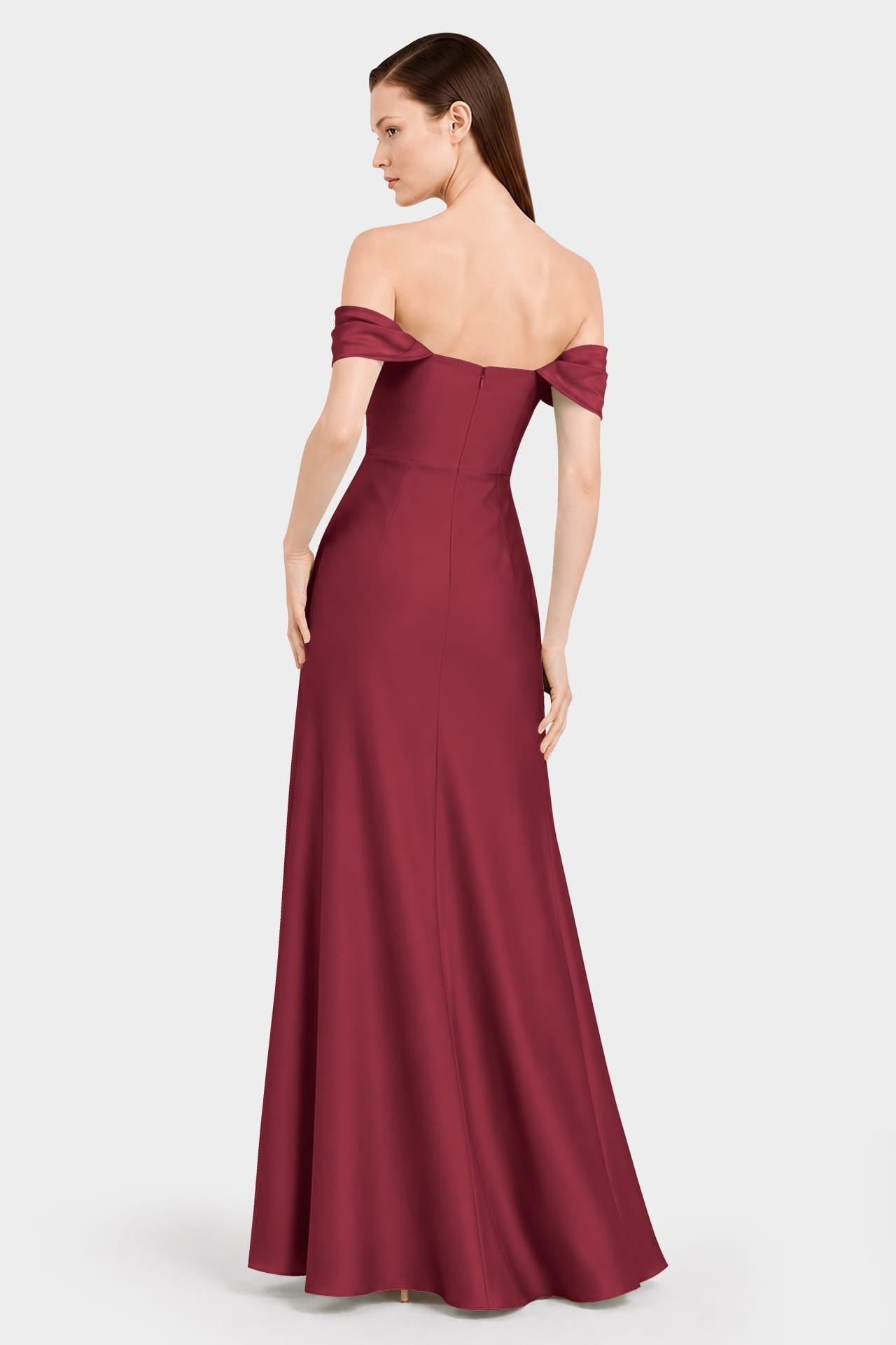 Classic Burgundy Convertible Evening Maxi Dress with Slit for Women – Gala Dress