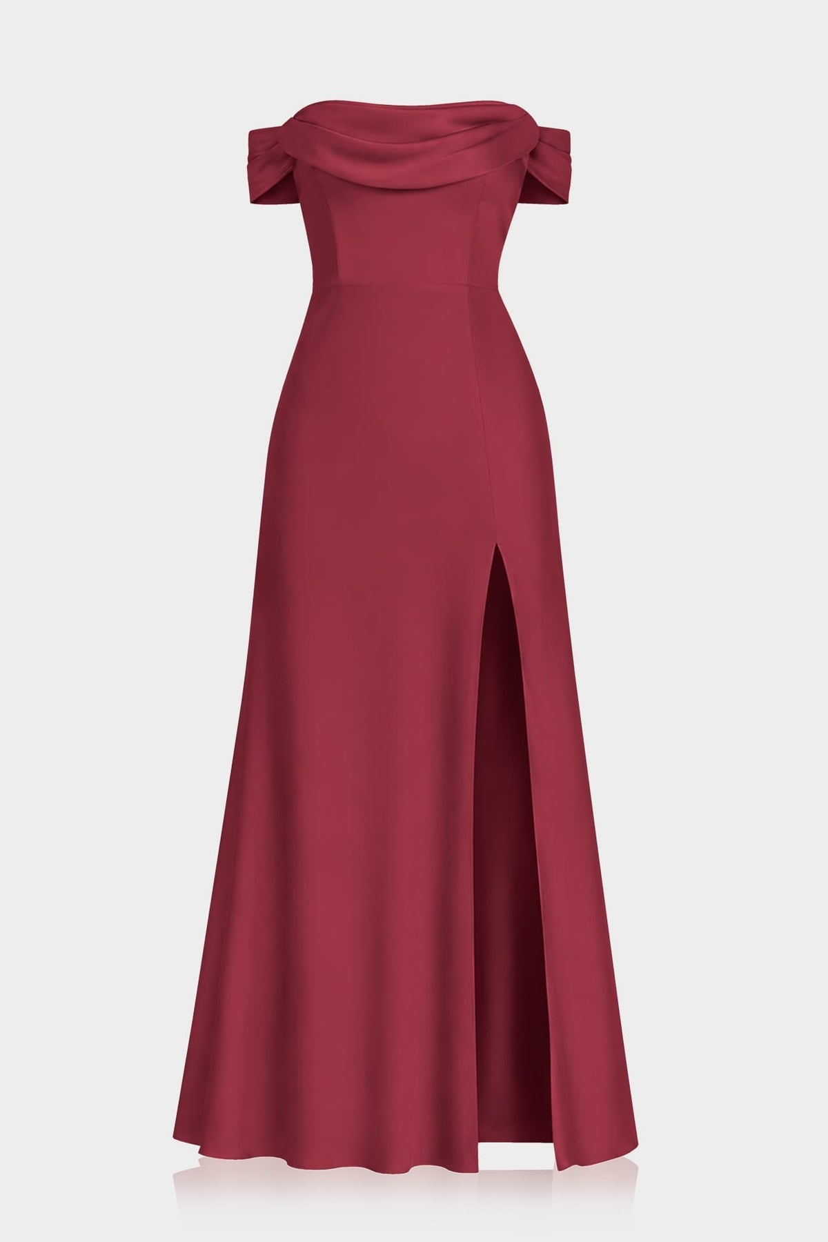 Classic Burgundy Convertible Evening Maxi Dress with Slit for Women – Gala Dress
