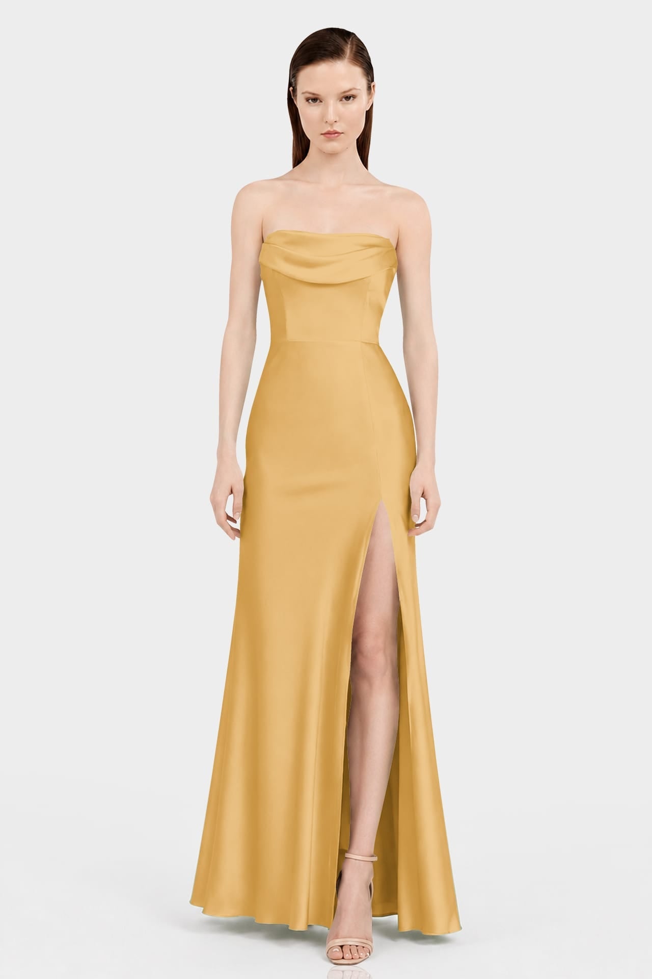 Butterscotch Wedding Guest Multiway Dress in Matte Satin – Luxury Convertible Maxi Dress