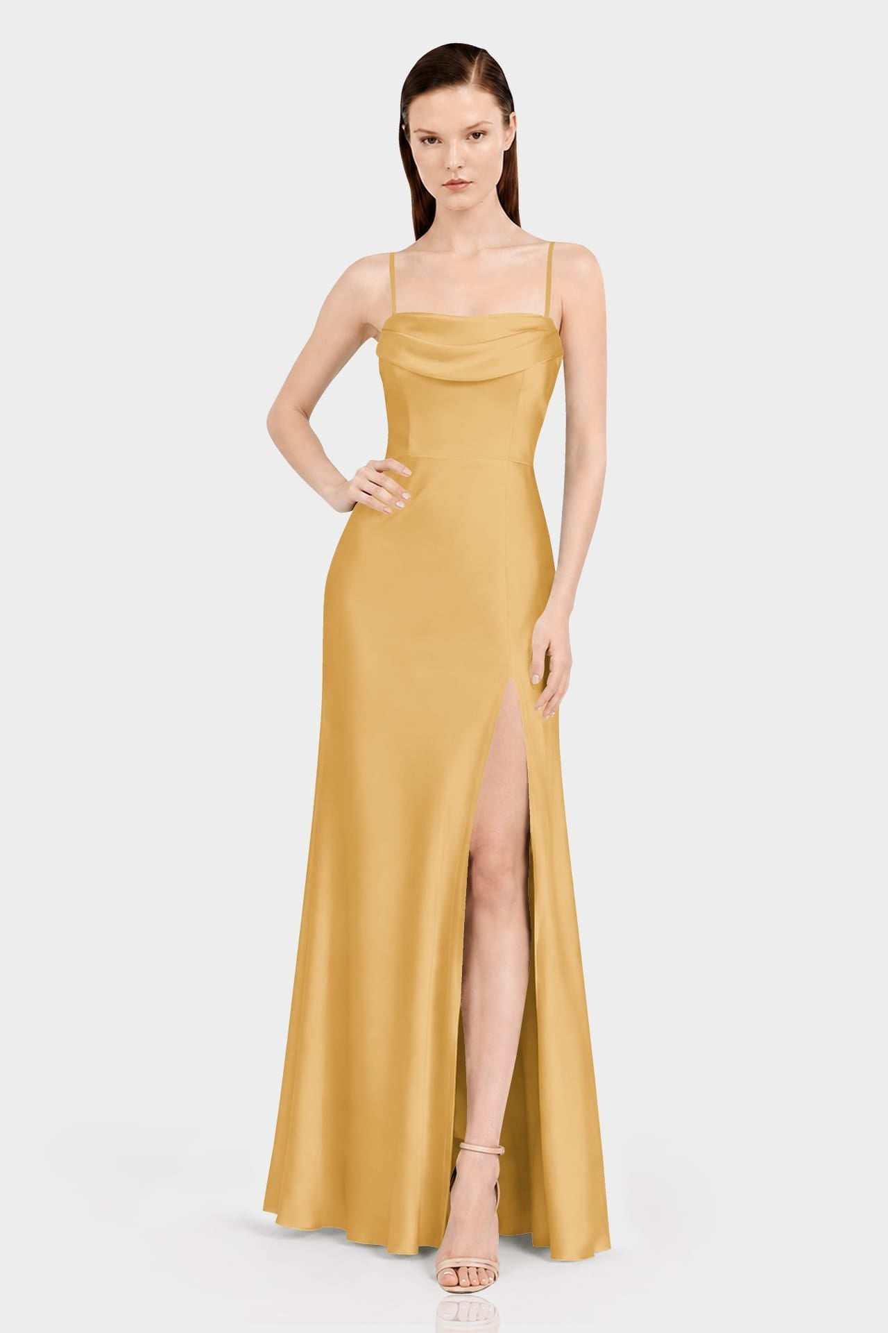 Butterscotch Wedding Guest Multiway Dress in Matte Satin – Luxury Convertible Maxi Dress