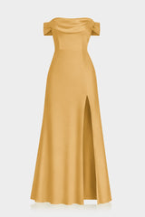 Butterscotch Wedding Guest Multiway Dress in Matte Satin – Luxury Convertible Maxi Dress
