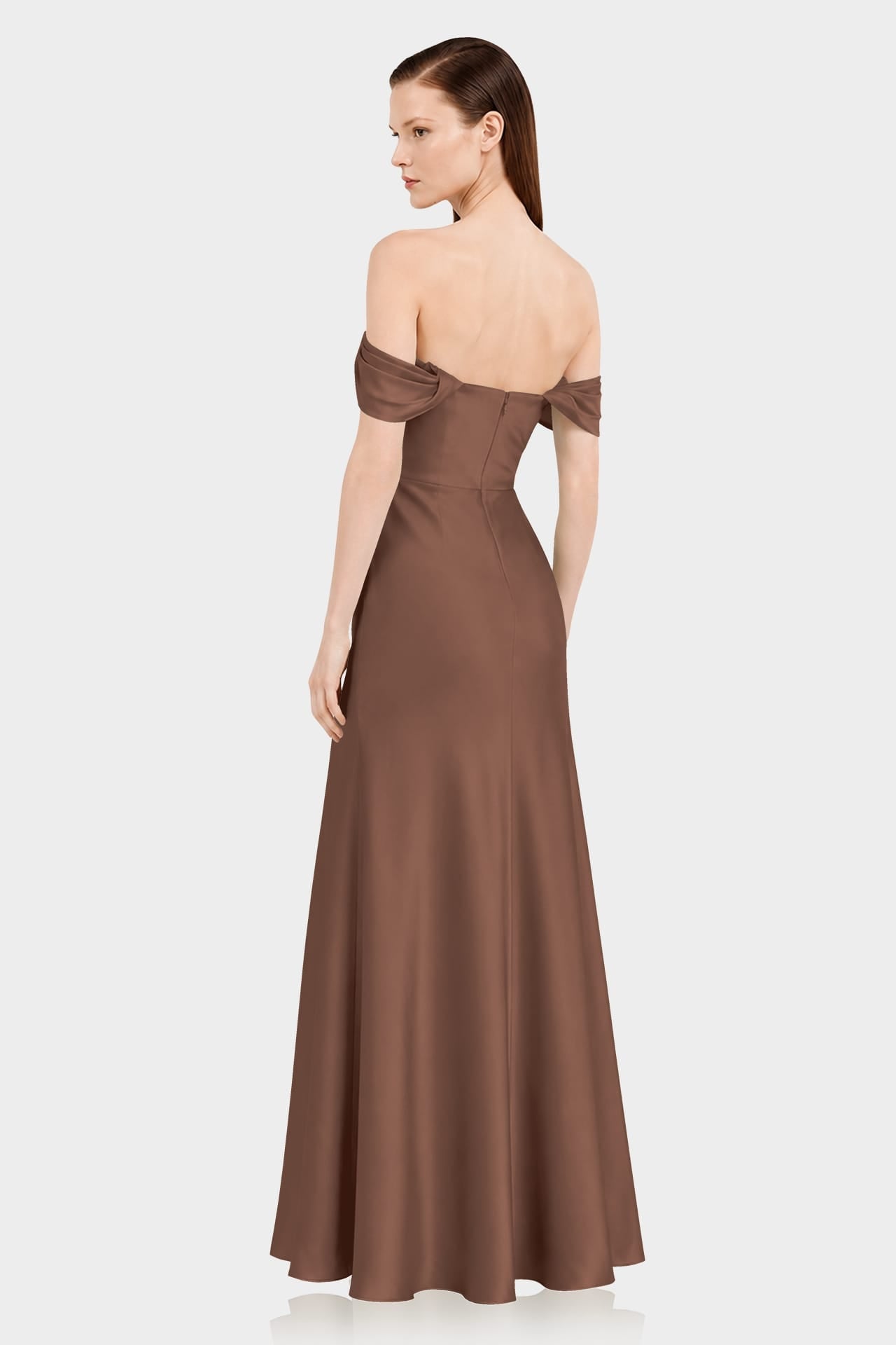 Chocolate Wedding Guest Multiway Dress in Matte Satin – Luxury Convertible Maxi Dress