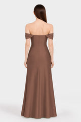 Chocolate Wedding Guest Multiway Dress in Matte Satin – Luxury Convertible Maxi Dress
